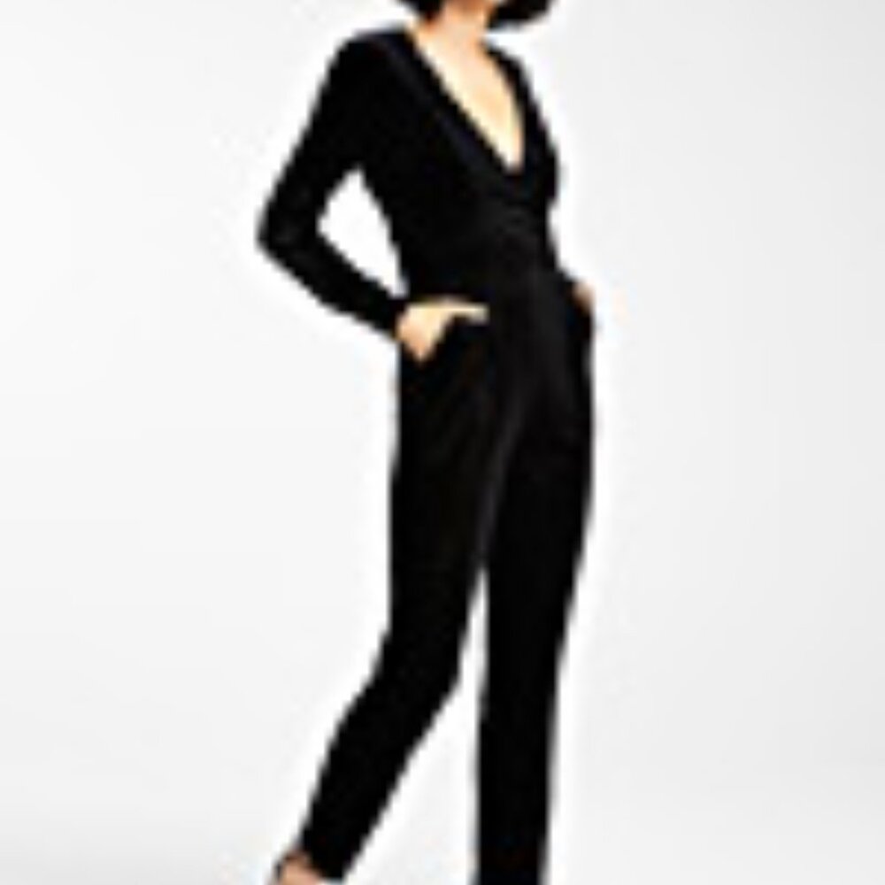 Icone velvet jumpsuit deep plunge v neck